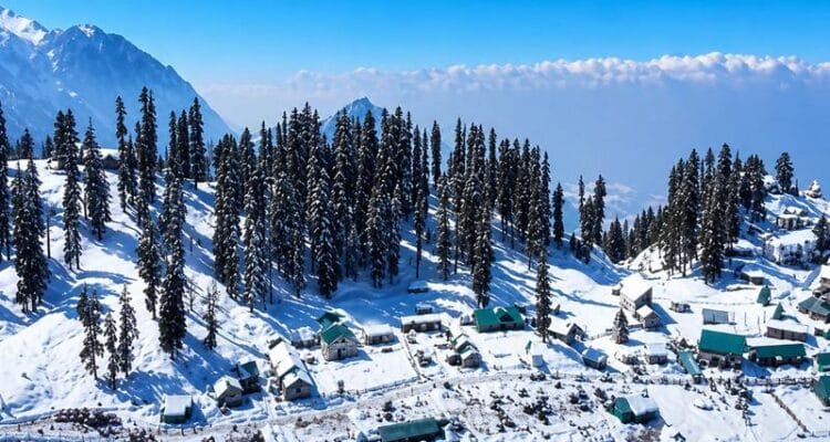 Beautiful snow-covered mountains and scenic view of Jammu Kashmir