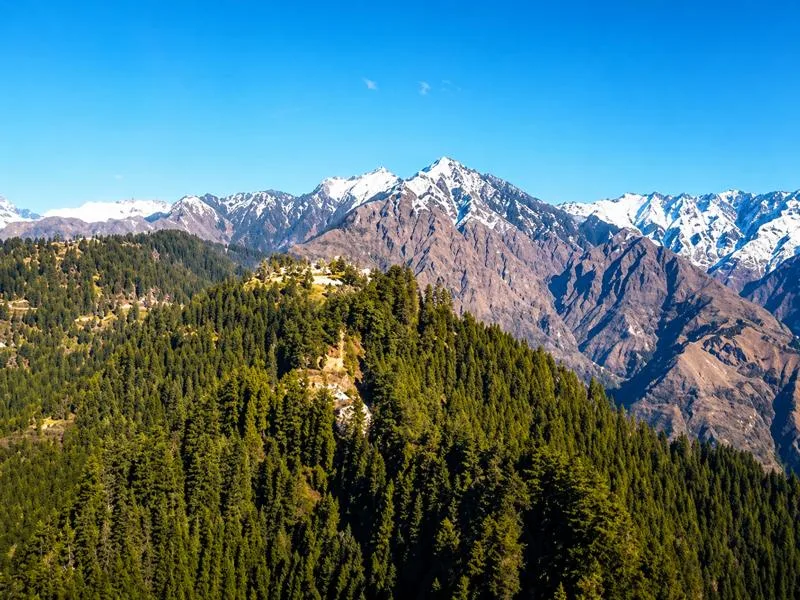 Beautiful Chakrata hill station with mountains and forest view