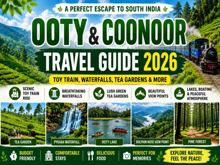 Ooty toy train passing through Coonoor tea gardens in 2026