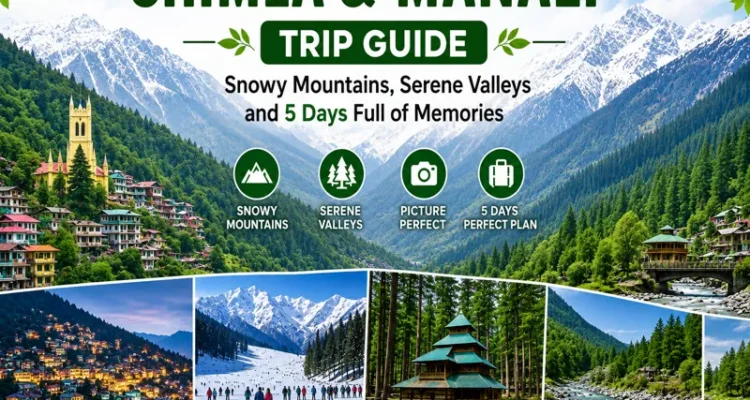 Beautiful snow mountains view during Shimla Manali 5-day trip