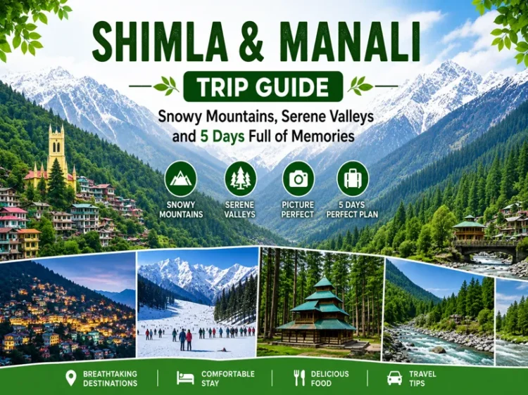 Beautiful snow mountains view during Shimla Manali 5-day trip