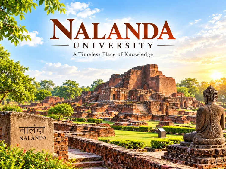 Nalanda University Ruins and ancient brick structures in Bihar, India